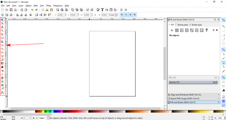 Menampilkan seluruh icon toolbox/tombol menu di inkscape