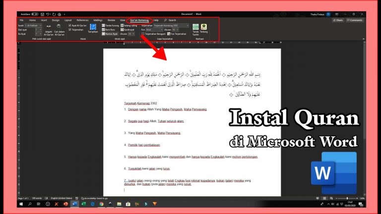 Instal Qur’an di Word