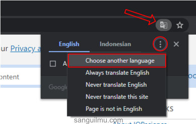 Setting translate ke Indonesia