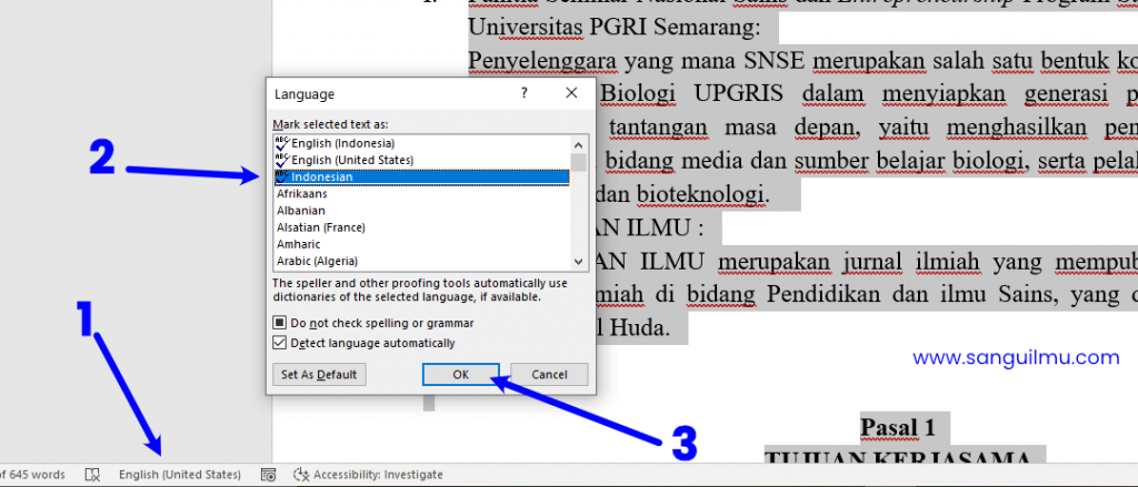 Cara Menghilangkan Garis Merah di Word