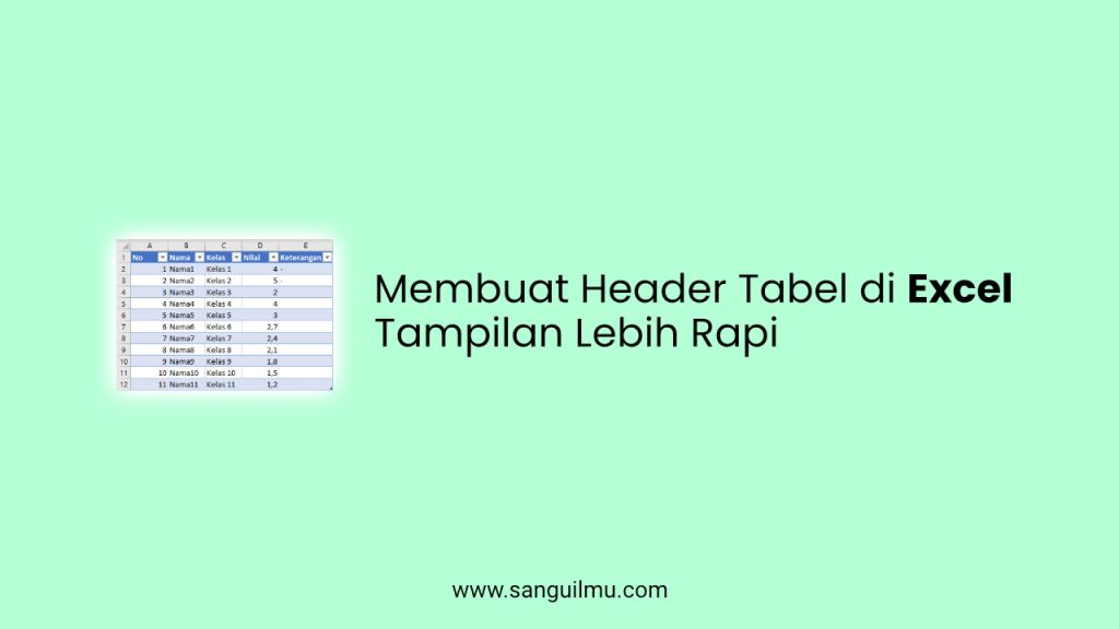 Membuat Header Tabel di Excel