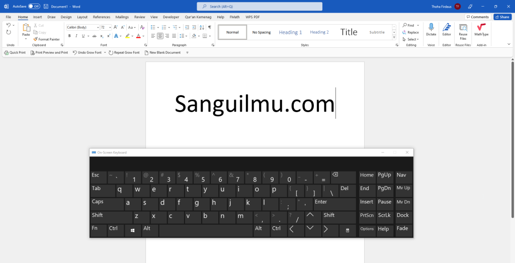 Windows 11: Menampilkan Keyboard Virtual