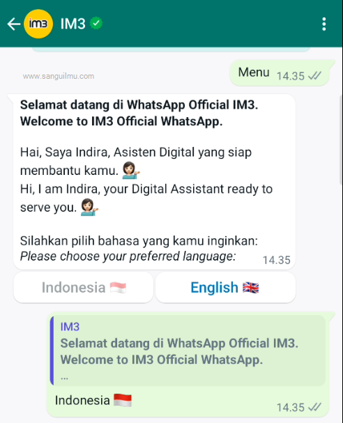WhatsApp Indosat dari hasil pencarian (pastikan itu adalah nomor resmi)