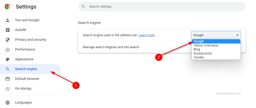 Cara Mengganti Search Engine Menjadi Google.com di Google Chrome