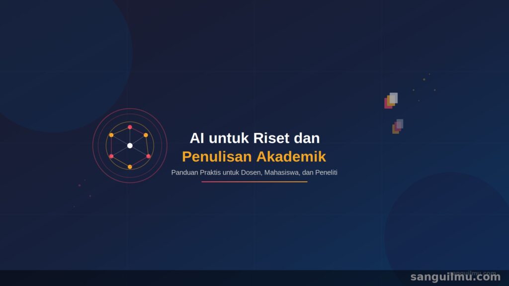 Ilustrasi AI untuk riset dan penulisan akademik - dosen dan mahasiswa menggunakan kecerdasan buatan untuk penelitian