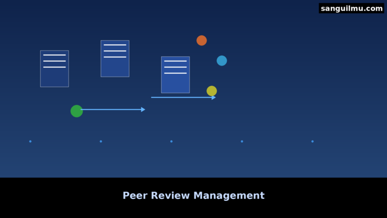 Ilustrasi proses peer review dan manajemen review artikel di jurnal ilmiah - panduan untuk editor jurnal