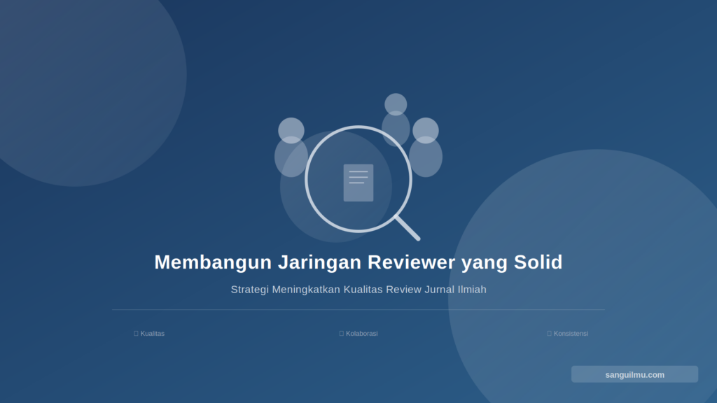 Ilustrasi membangun jaringan reviewer untuk jurnal ilmiah - reviewer profesional mendiskusikan kualitas review