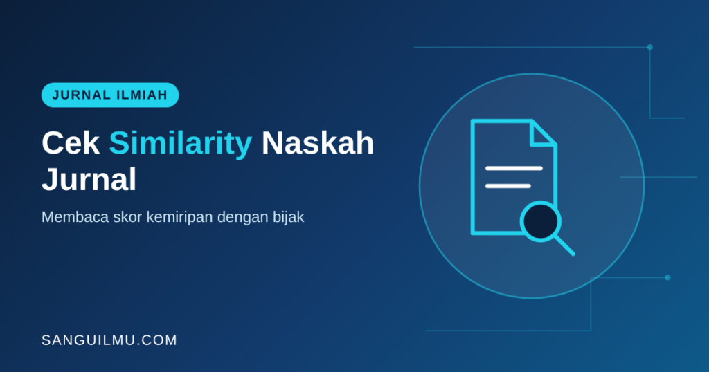 Ilustrasi dokumen dengan kaca pembesar untuk cek similarity naskah jurnal