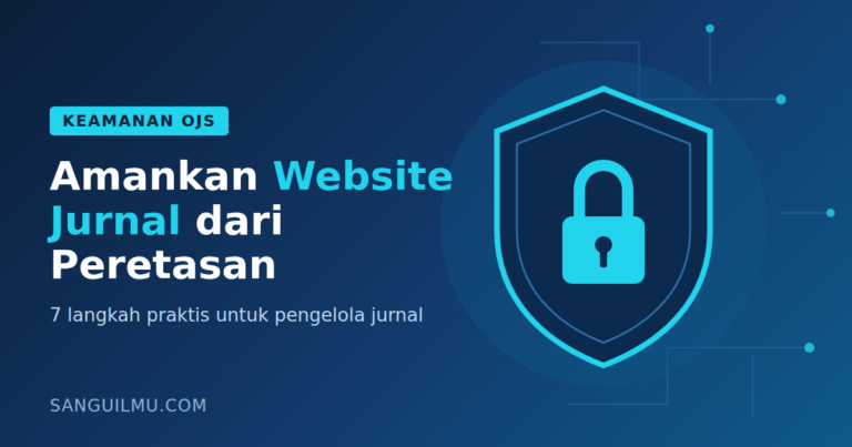 Ilustrasi perisai dan gembok untuk keamanan website jurnal OJS