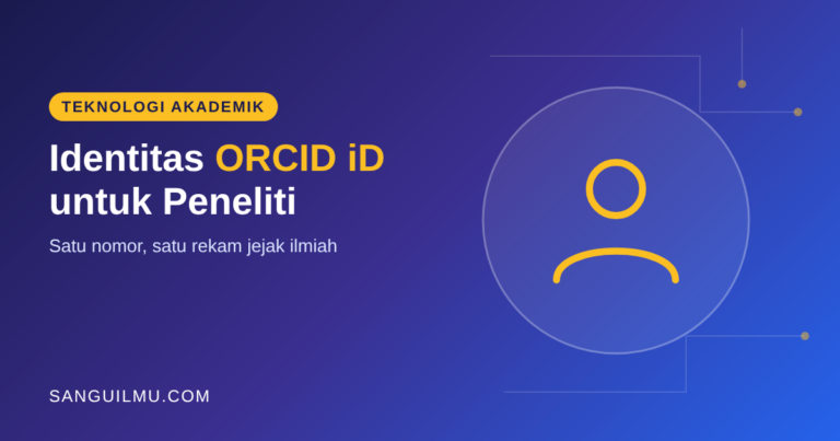 Ilustrasi ikon profil peneliti dengan teks ORCID iD untuk peneliti