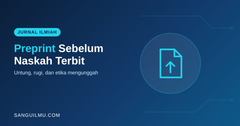 Ilustrasi dokumen dengan panah unggah untuk artikel preprint sebelum naskah terbit